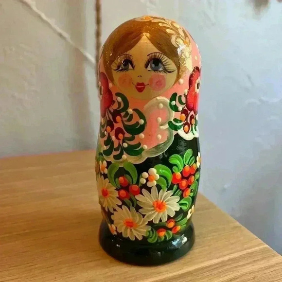 Russian Nesting or Stacking Dolls Matryoshka  6" Tall, 5 Dolls Wood Floral Theme - Picture 9 of 10